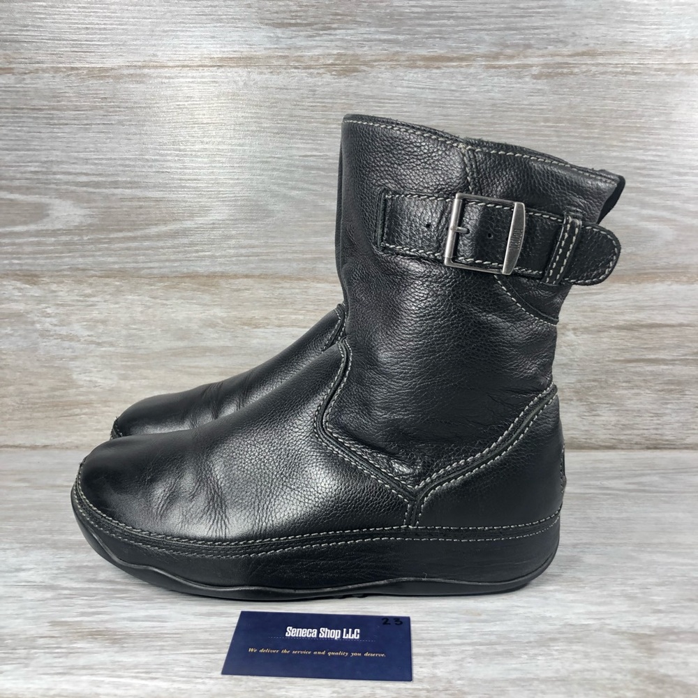 FitFlop Women’s FF Superboot Black Leather Buckle Up Toning Orthotic Boots Sz 11